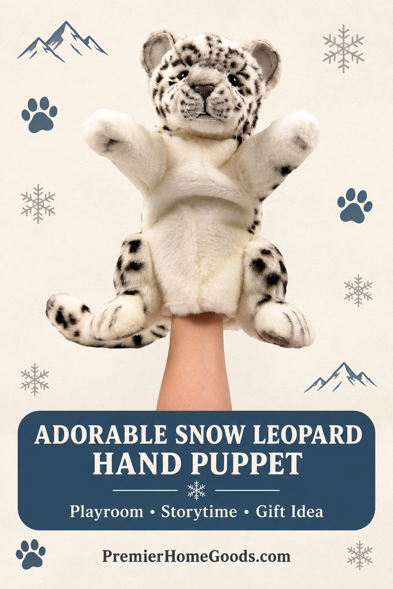 Load image into Gallery viewer, Snow Leopard Hand Puppet by Hansa True to Life Soft Plush Animal Learning Toy