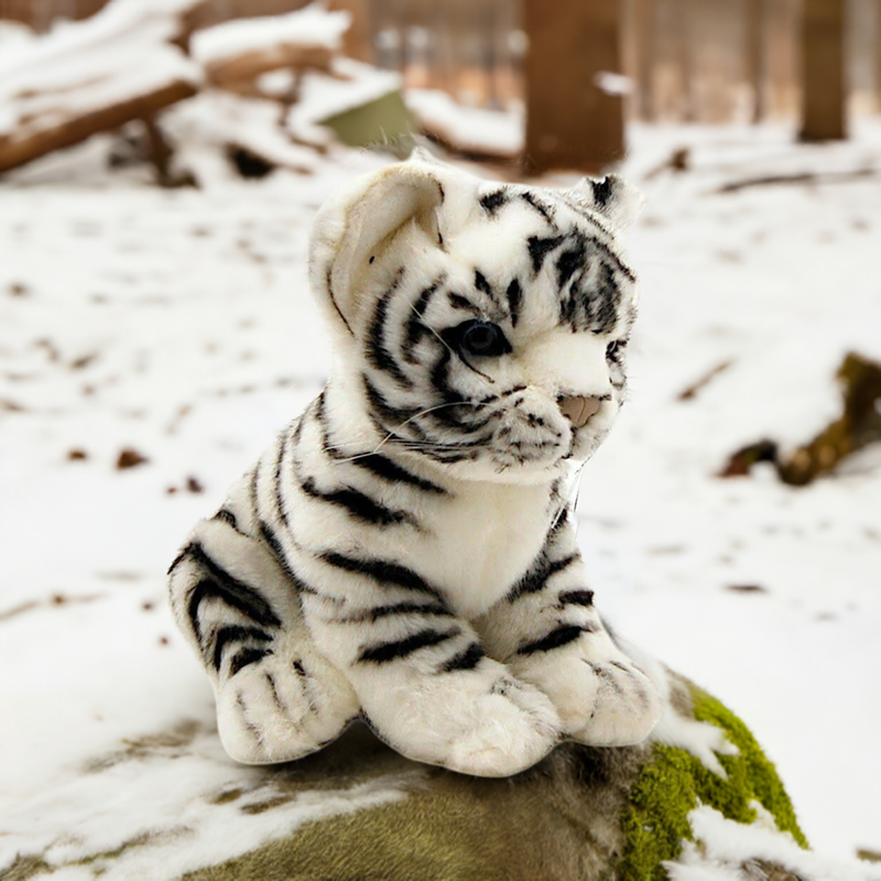 Load image into Gallery viewer, Tiger Cub White 6.5" by Hansa True to Life Look Soft Plush Animal Learning Toys