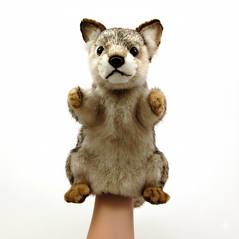 Load image into Gallery viewer, Wolf Hand Puppet Full Body Doll by Hansa Real Looking Plush Animal Learning Toy