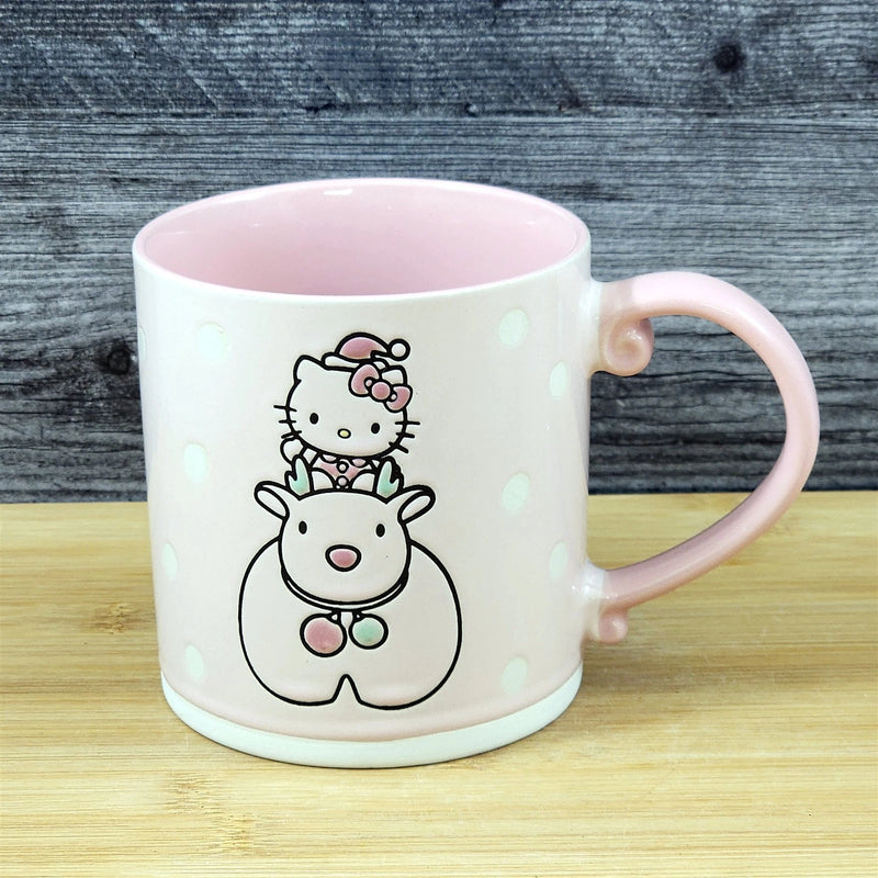 Load image into Gallery viewer, Hello Kitty Coffee Mug Ceramic Elaphure Tea Cup by Blue Sky Embossed 21oz Pink
