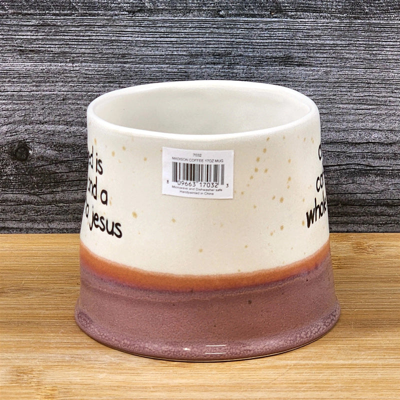 Load image into Gallery viewer, Religious Coffee Mug Jesus Inspirational Saying Tea Cup Ceramic Brown Blue Sky