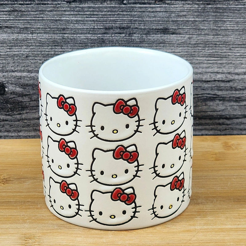 Load image into Gallery viewer, Hello Kitty Faces Coffee Mug Red Ceramic Tea Cup Blue Sky Embossed 18oz