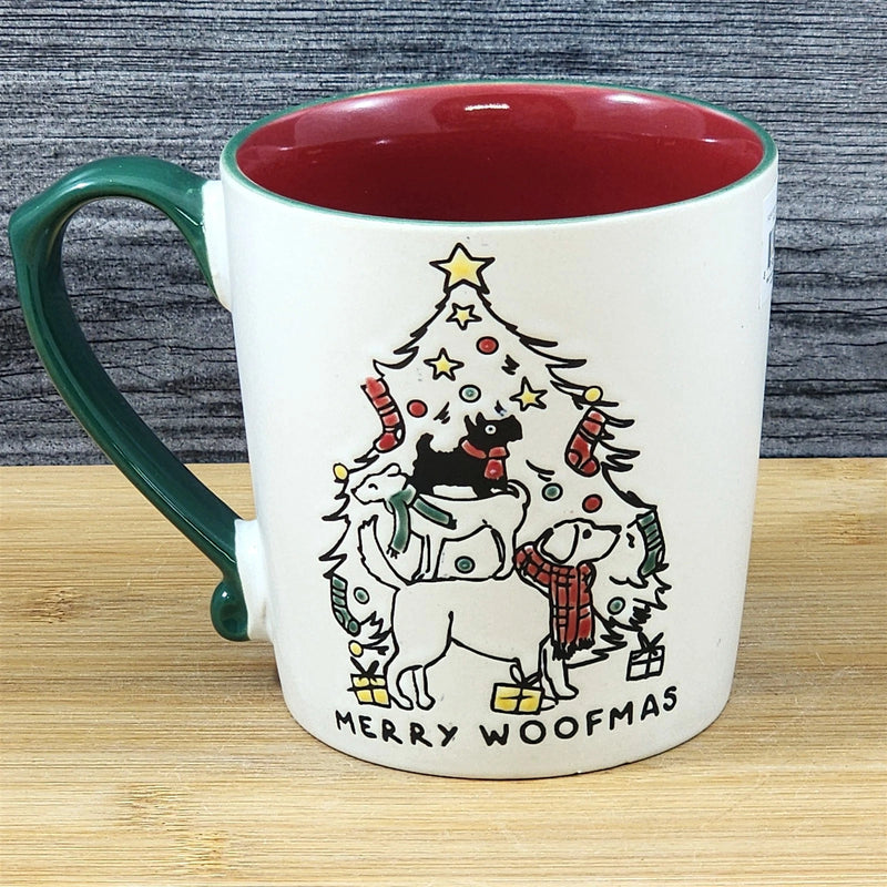 Load image into Gallery viewer, Christmas Dogs in Tree Coffee Mug Ceramic Red Cup Holiday Blue Sky 18oz