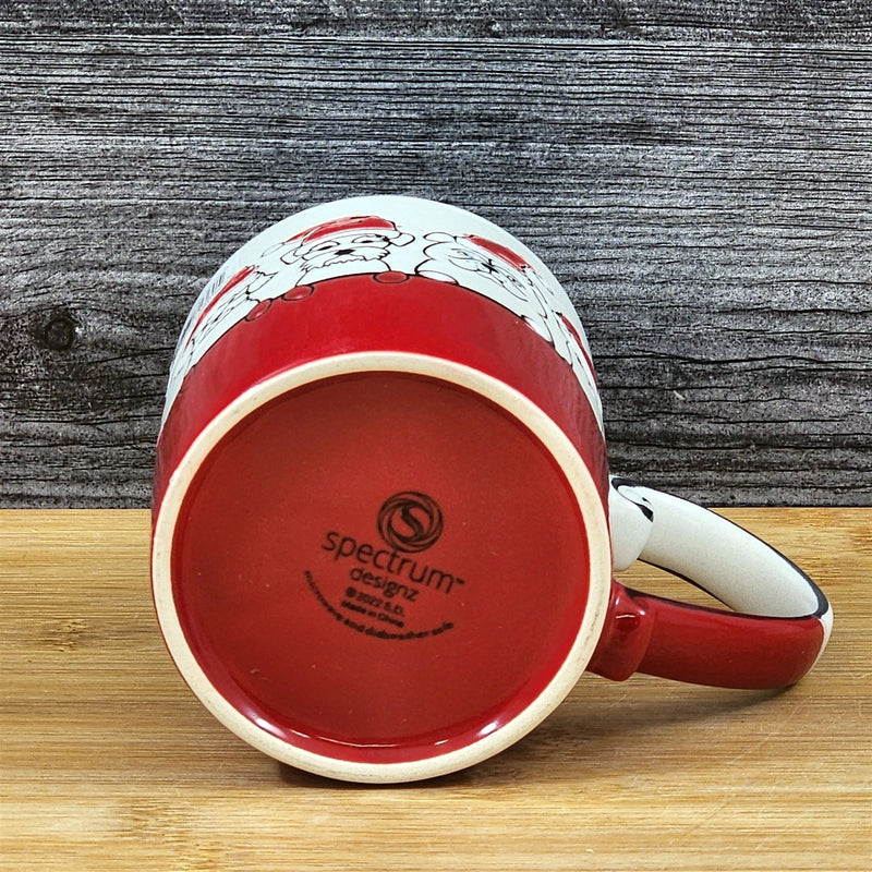 Load image into Gallery viewer, Holiday Dogs in Santa Hats Ceramic Mug Red by Blue Sky Ceramic Embossed Cup 16oz