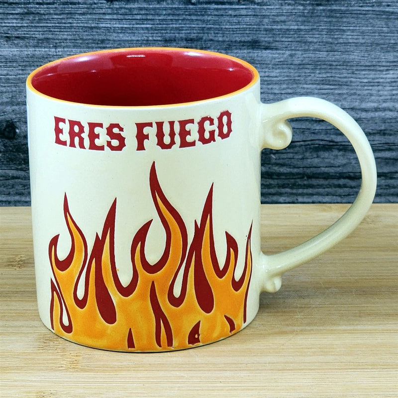 Load image into Gallery viewer, Spanish Saying Coffee Mug Cup Ceramic Embossed Red Fire 21oz by Blue Sky
