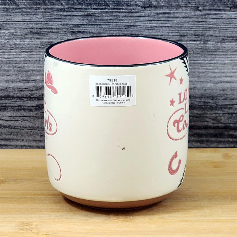 Load image into Gallery viewer, Country Western Coffee Mug Pink Cowgirls Southwest Ceramic Tea Cup Blue Sky 17oz