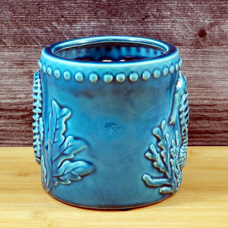 Load image into Gallery viewer, Sea Horse Ocean Planter Ceramic Utensil Organizer Herb Succulent Blue Sky 5in