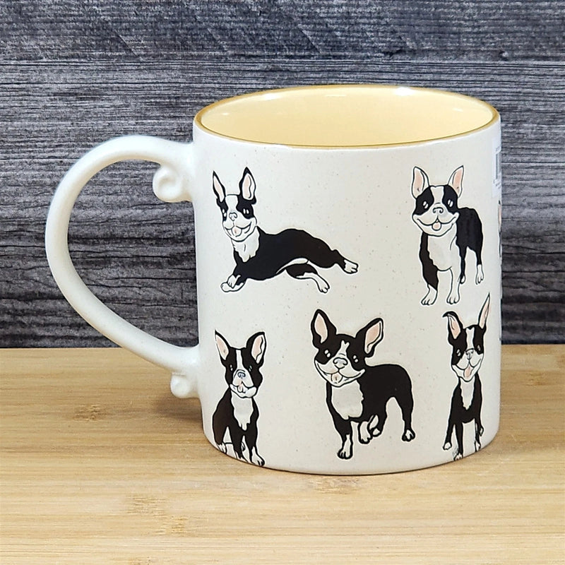 Load image into Gallery viewer, Coffee Mug Boston Terrier Boxwood Bull Dog Breed Ceramic Tea Cup Blue Sky 21oz