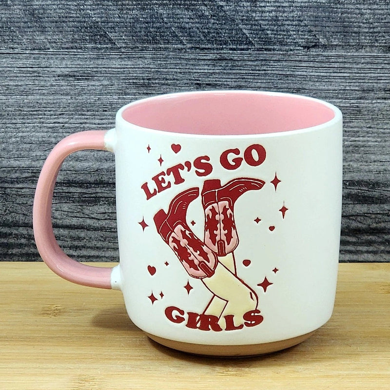 Load image into Gallery viewer, Country Western Coffee Mug Pink Southwest Cowgirl Ceramic Tea Cup Blue Sky 18oz