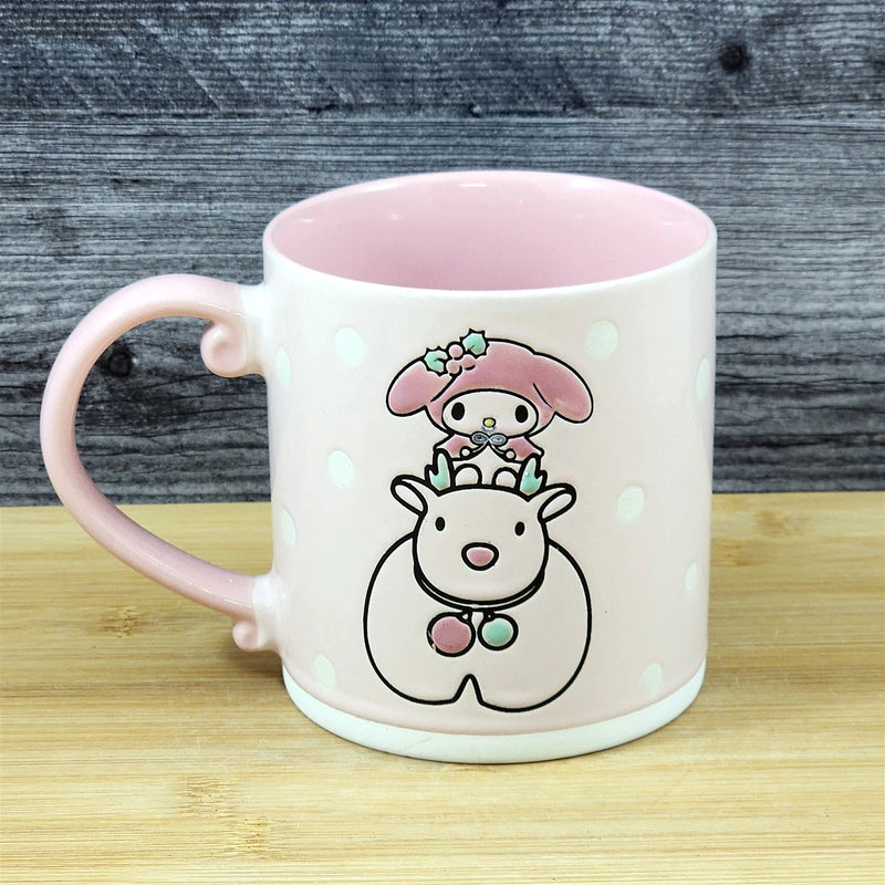 Load image into Gallery viewer, Hello Kitty Pink Mug Ceramic Elaphure Coffee Tea Cup by Blue Sky Embossed 21oz
