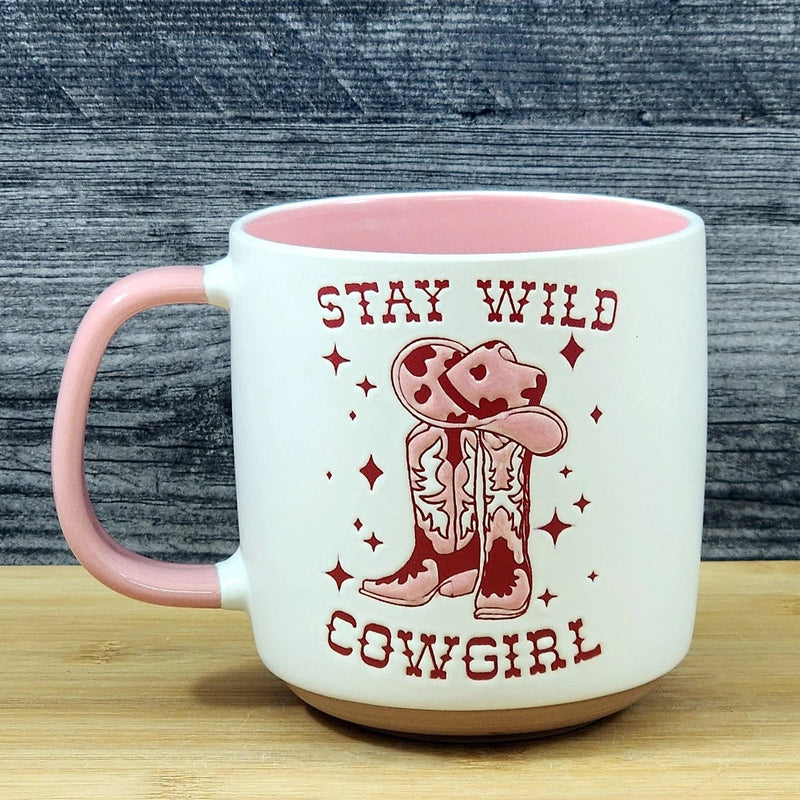 Load image into Gallery viewer, Country Western Coffee Mug Pink Wild Cowgirl Ceramic Tea Cup Blue Sky 18oz