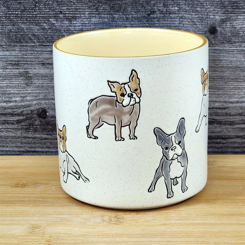 Load image into Gallery viewer, Boston Terrier Dog Planter Ceramic Utensil Organizer Herb Succulent Blue Sky 5in