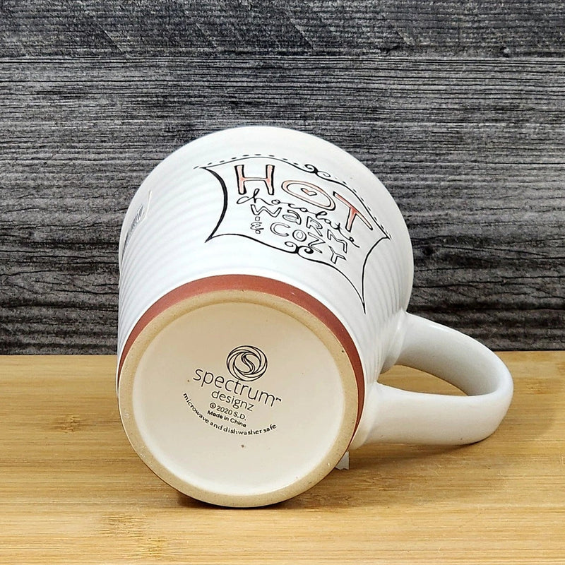 Load image into Gallery viewer, Hot Chocolate Coffee Mug Red White Embossed Christmas Tea Cup Blue Sky 17oz