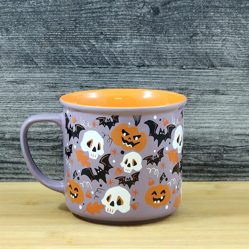 Load image into Gallery viewer, Halloween Skulls Bats Pumpkins Mug Ceramic Coffee Tea Cup Orange Blue Sky 17oz