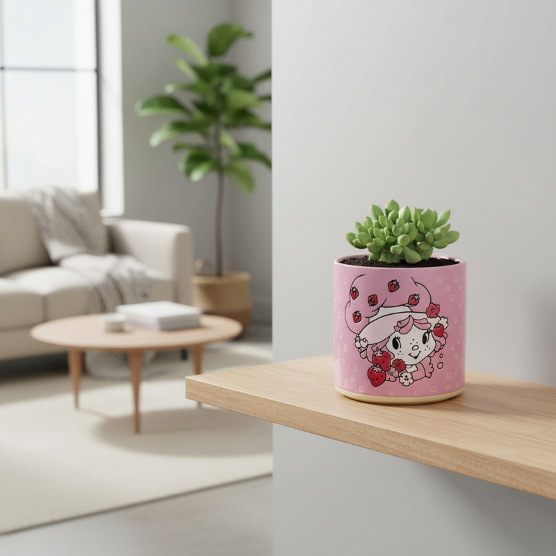 Load image into Gallery viewer, Strawberry Shortcake Planter Ceramic Utensil Holder Succulent Pot Blue Sky 5in