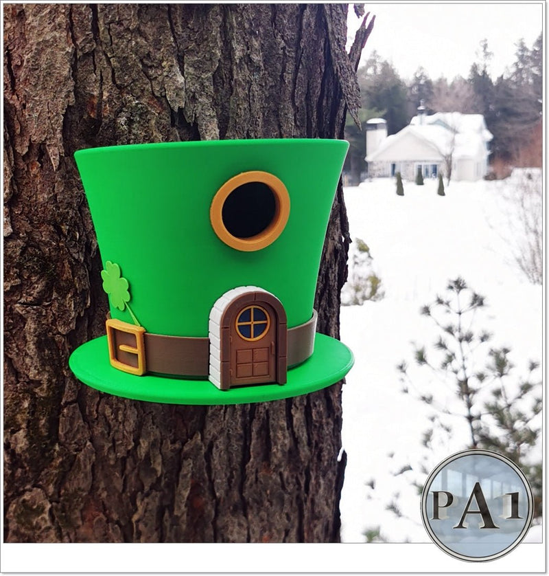 Load image into Gallery viewer, Charming Leprechaun Hat Birdhouse – St. Patrick’s Day Garden Accent