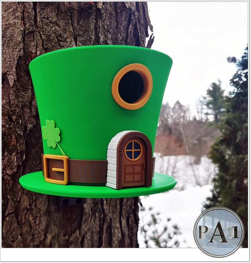 Load image into Gallery viewer, Charming Leprechaun Hat Birdhouse – St. Patrick’s Day Garden Accent
