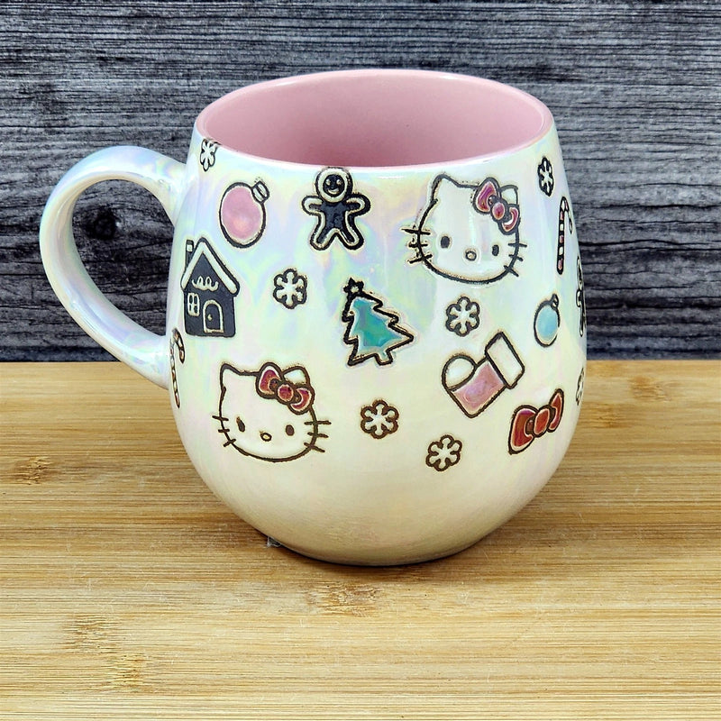 Load image into Gallery viewer, Hello Kitty Christmas Mug Pink Ceramic Holiday Coffee Tea Cup 21oz Blue Sky