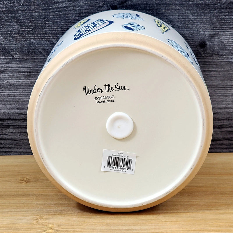 Load image into Gallery viewer, Sea Shells Planter Ceramic Utensil Organizer Herb Succulent Pink Blue Sky 6.5in