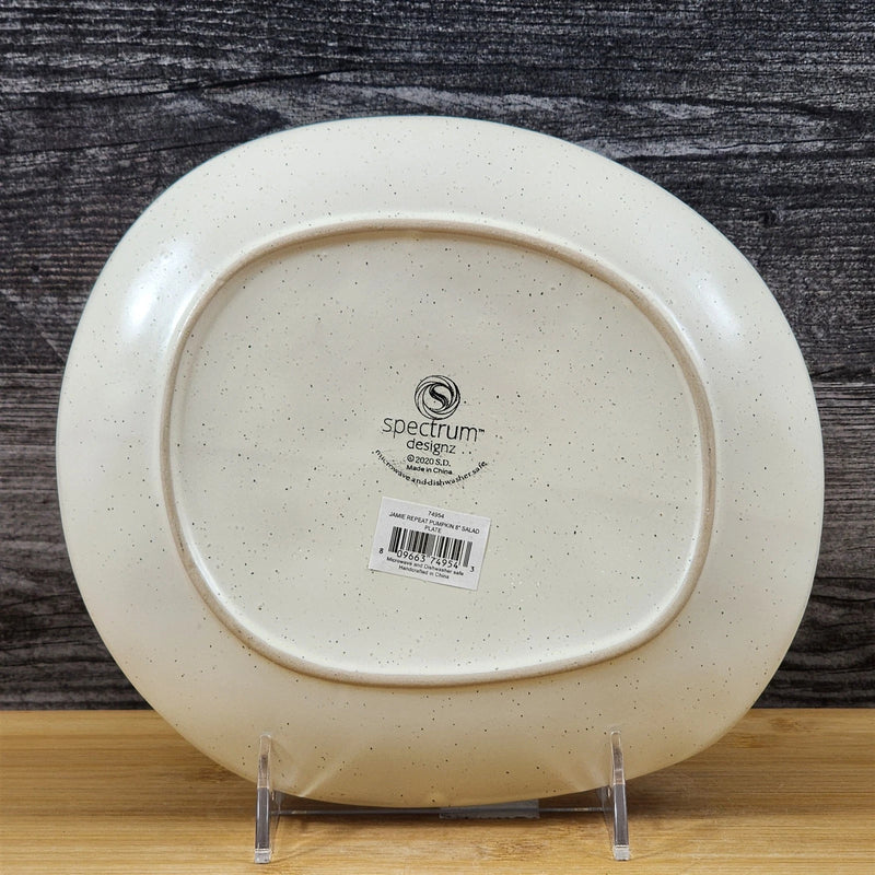 Load image into Gallery viewer, Halloween Pumpkin Salad Plate Round Ceramic Orange Fall Autumn 8" Blue Sky