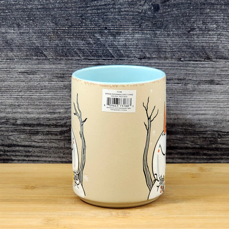 Load image into Gallery viewer, Winter Snowman Christmas Coffee Mug Holiday Cup Tan 18oz Ceramic Blue Sky