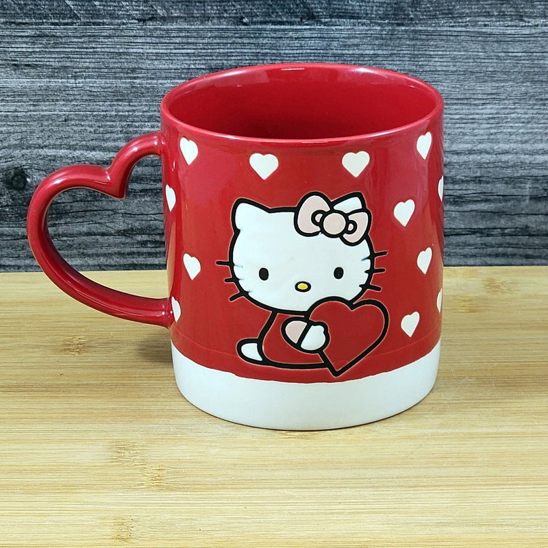 Load image into Gallery viewer, Hello Kitty Love Coffee Mug Embossed Ceramic Red Heart Tea Cup by Blue Sky 21oz