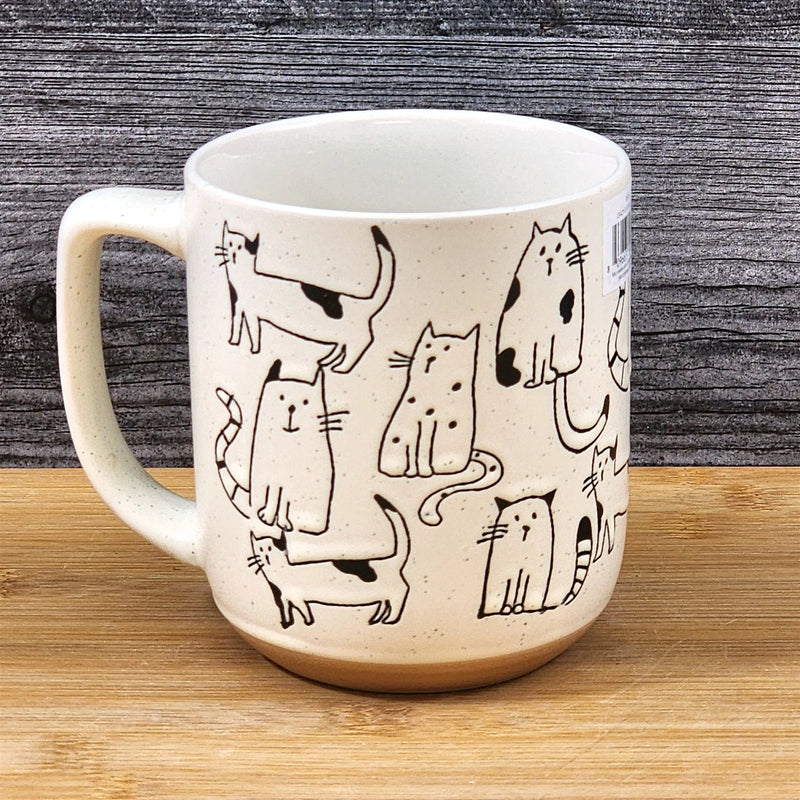 Load image into Gallery viewer, Cat Lover Coffee Mug Whimsical Embossed Ceramic Tea Cup Blue Sky 17oz