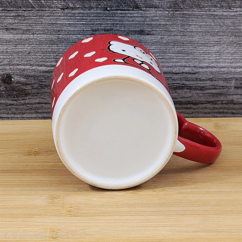 Load image into Gallery viewer, Hello Kitty Love Coffee Mug Embossed Ceramic Red Heart Tea Cup by Blue Sky 21oz