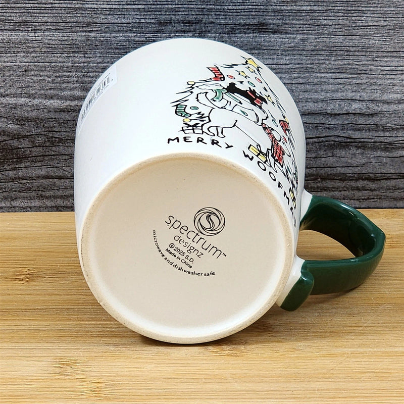 Load image into Gallery viewer, Christmas Dogs in Tree Coffee Mug Ceramic Red Cup Holiday Blue Sky 18oz