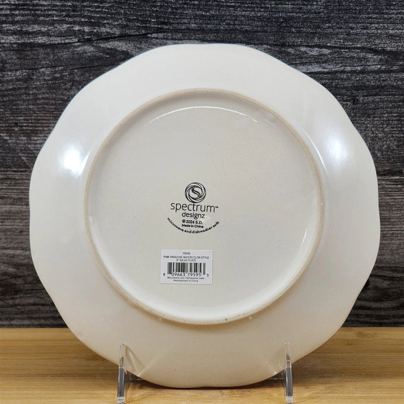 Load image into Gallery viewer, Pink Flamingo Salad Plate Whimsical Water Color Embossed Ceramic Blue Sky 8 in