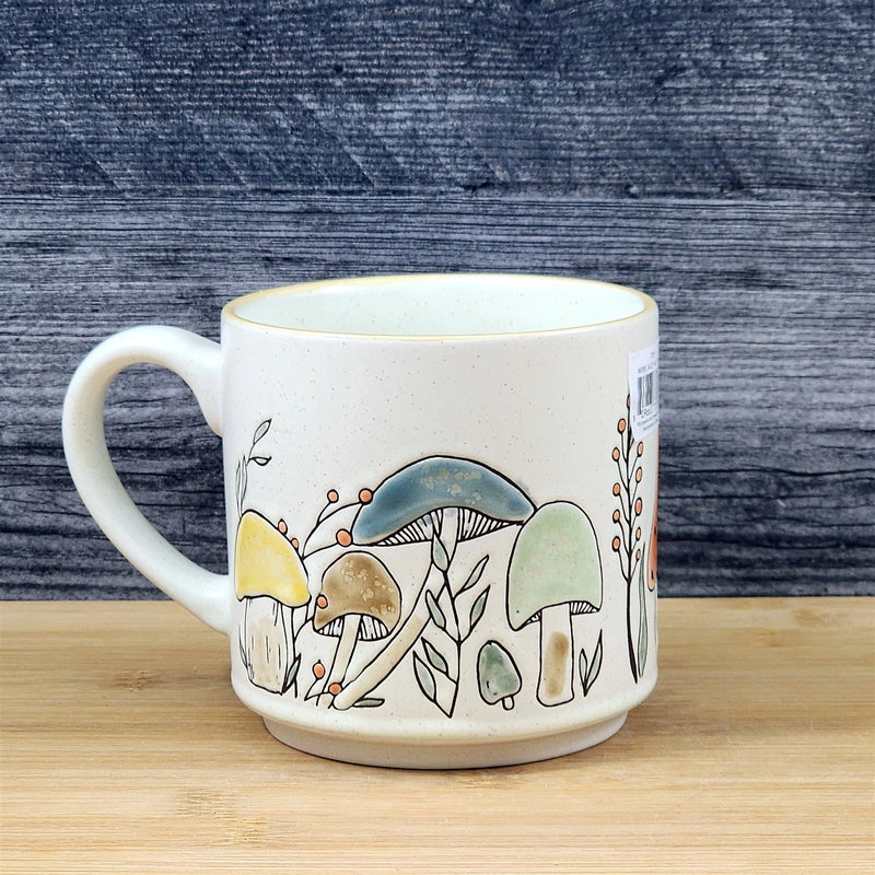 Load image into Gallery viewer, Mushroom Morel Valley Coffee Mug Red Yellow Ceramic Botanical 18oz Cup Blue Sky
