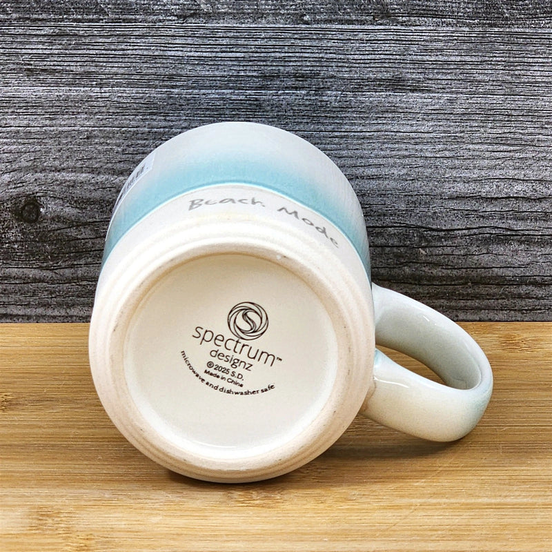 Load image into Gallery viewer, Beach Seafoam Coffee Mug Coastal Tea Cup Ceramic Embossed Ocean Blue Sky 18oz