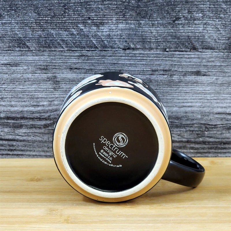 Load image into Gallery viewer, Halloween Whimsical Skulls Black Mug Ceramic Coffee Tea Cup by Blue Sky 18oz