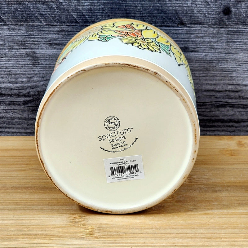 Load image into Gallery viewer, Brandywine Sunflower Canister & Bamboo Lid Embossed 5" Ceramic Jar Blue Sky