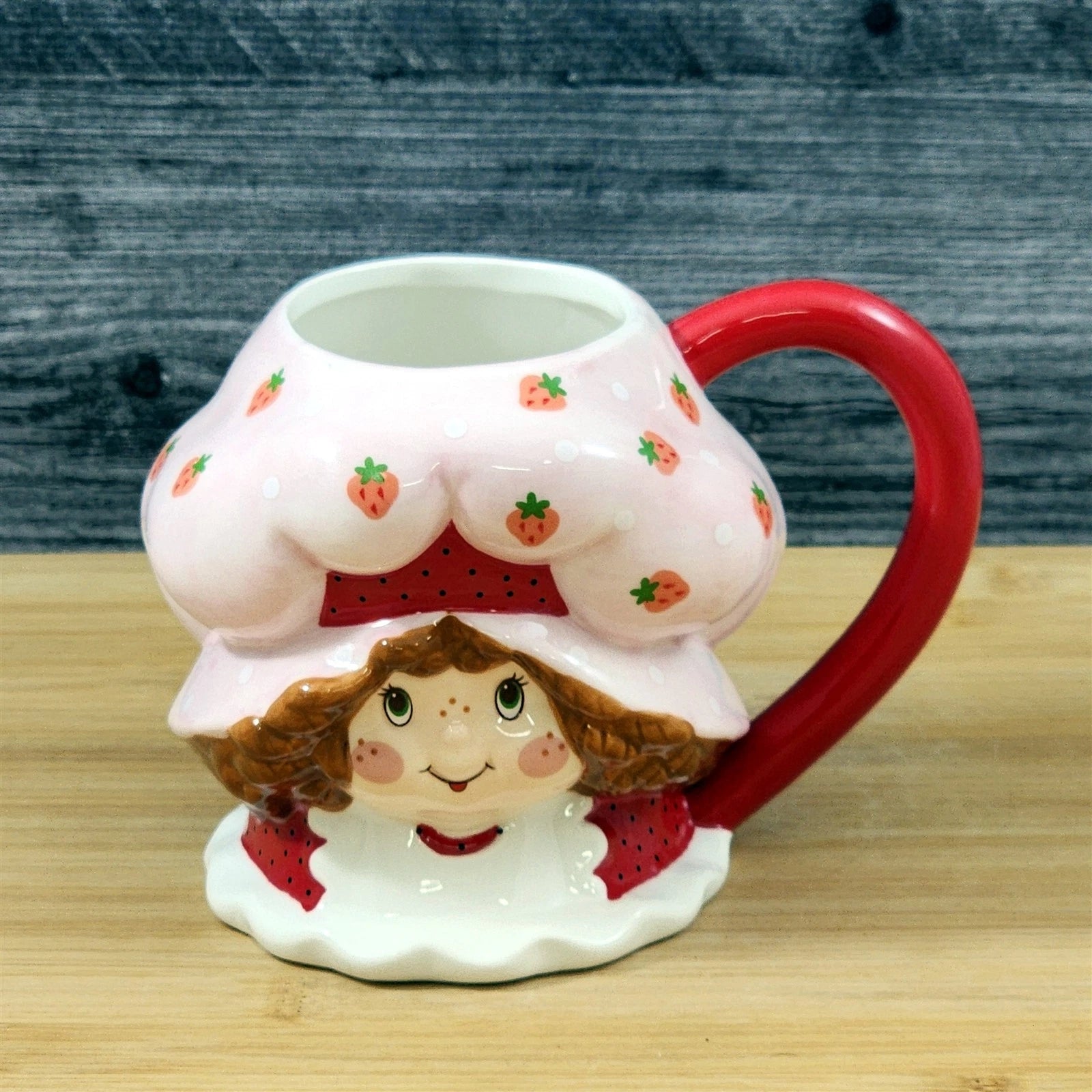 Strawberry Shortcake Coffee Mug 3D Ceramic Girl Face Tea Cup Blue