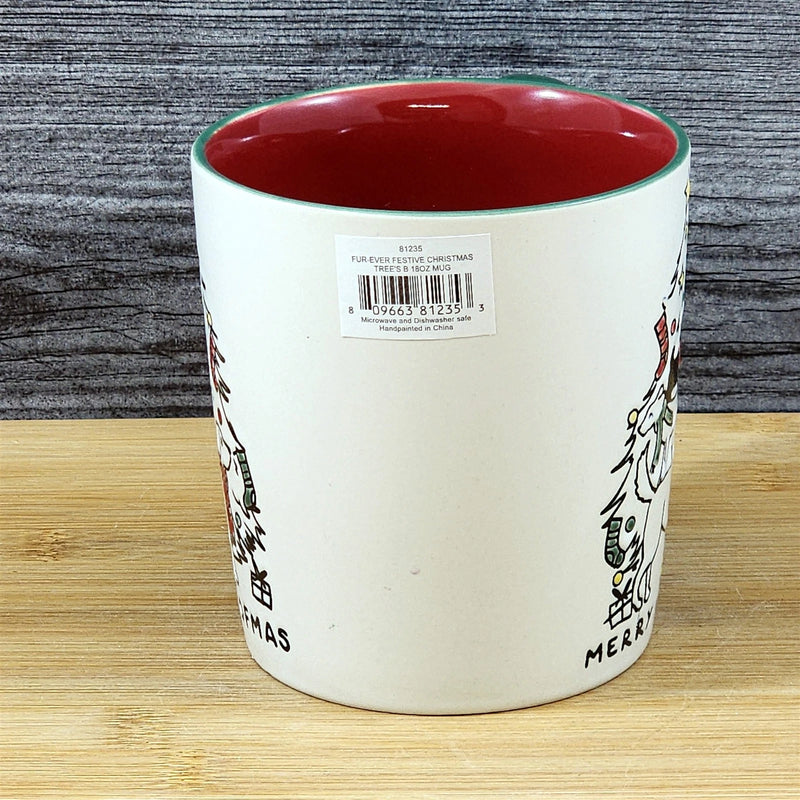 Load image into Gallery viewer, Christmas Dogs in Tree Coffee Mug Ceramic Red Cup Holiday Blue Sky 18oz