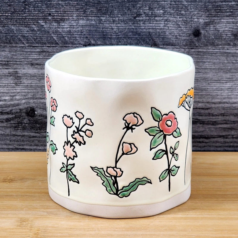 Load image into Gallery viewer, Wildflowers Planter Utensil Organizer Succulent Plant Ceramic Crock Blue Sky 5in