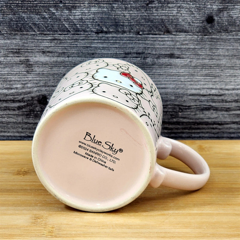 Load image into Gallery viewer, Hello Kitty Coffee Mug Pink Tea Cup Ceramic by Blue Sky Embossed 21oz