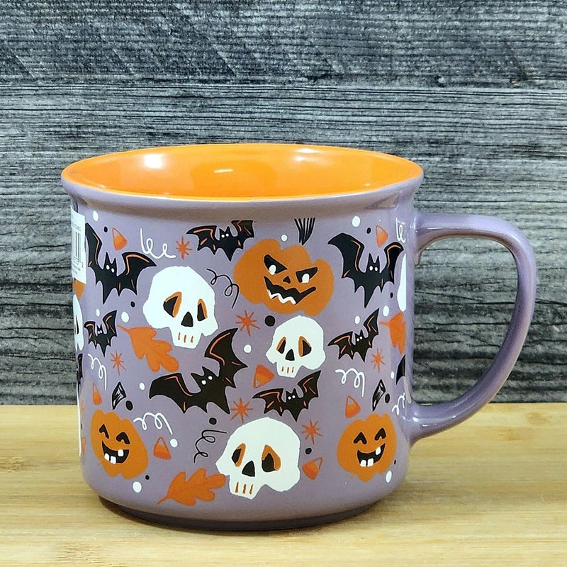 Load image into Gallery viewer, Halloween Skulls Bats Pumpkins Mug Ceramic Coffee Tea Cup Orange Blue Sky 17oz