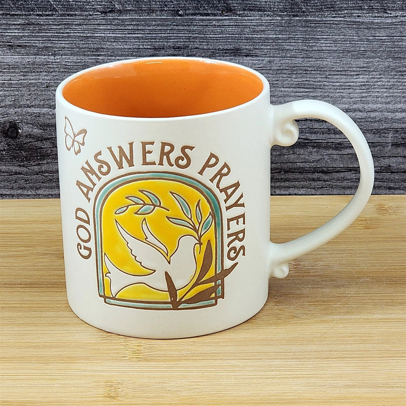 Load image into Gallery viewer, Religious Coffee Mug God Answers Prayers Tea Cup Ceramic Blue Sky 21oz Orange