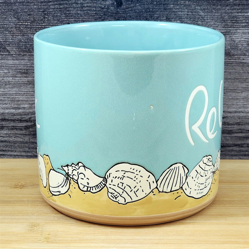 Load image into Gallery viewer, Beach Shells Planter Ceramic Utensil Organizer Herb Succulent Blue Sky 6.5in
