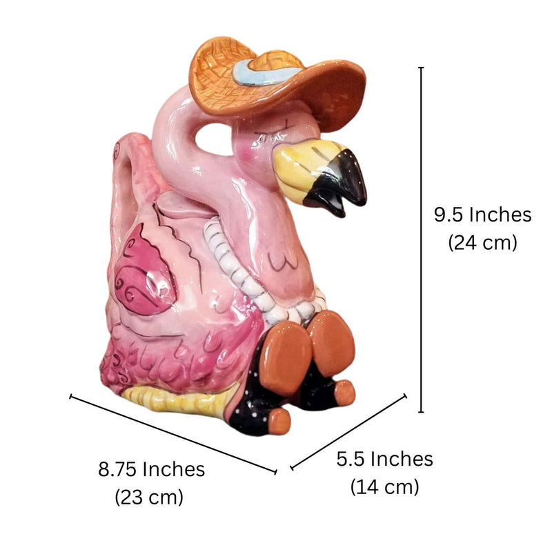 Load image into Gallery viewer, Pink Flamingo Teapot Miss Precious Cermics Tea Pot by Blue Sky Heather Goldminc