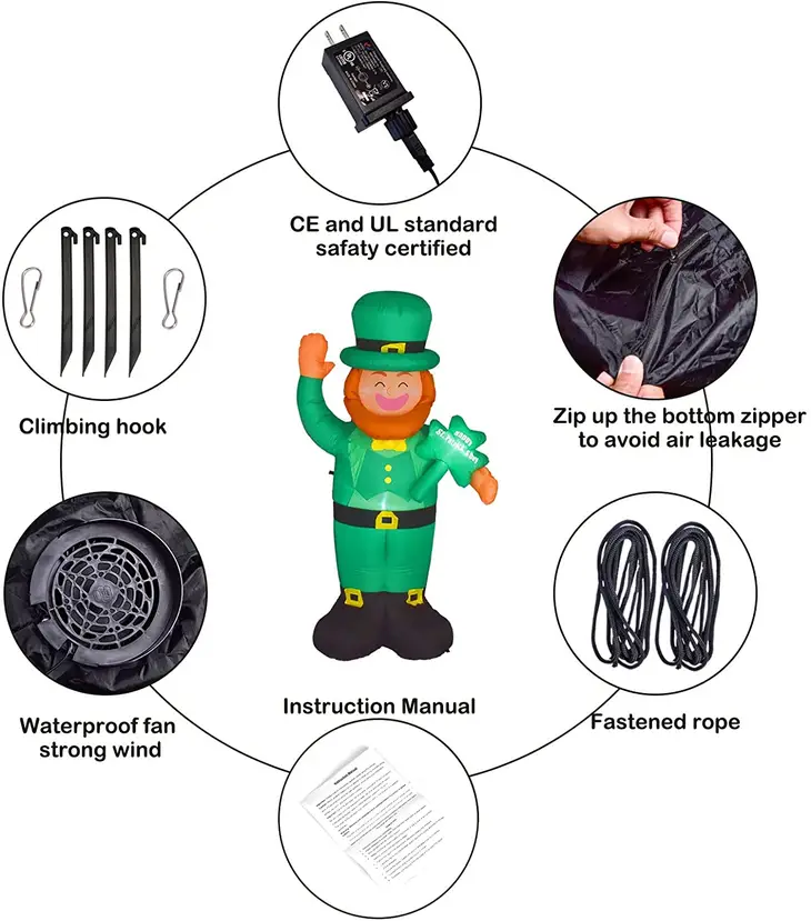 Load image into Gallery viewer, Lucky Leprechaun Lighted Inflatable Blow Up - 5.9 Feet Tall