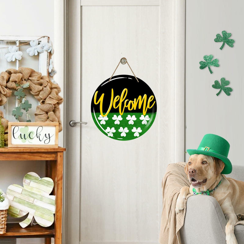 Load image into Gallery viewer, Bolisom St. Patrick's Day Shamrock Wood Door Sign Outdoor Porch Decor