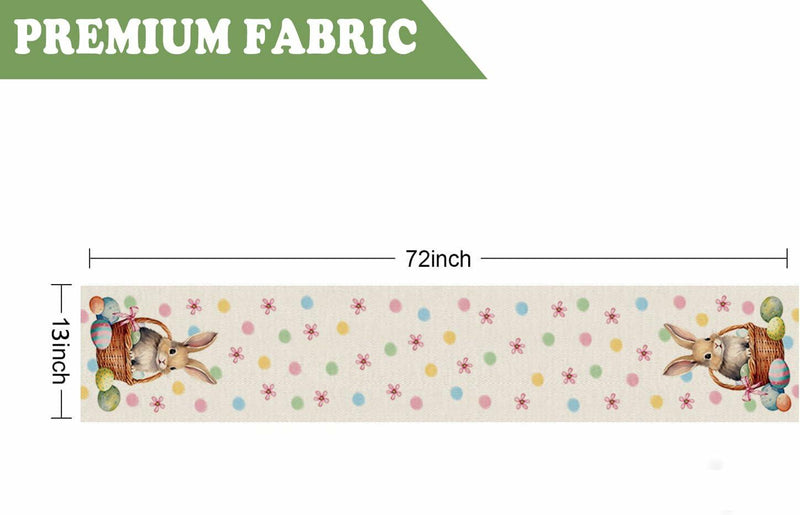 Load image into Gallery viewer, Easter Table Runner Bunny Eggs Basket Flowers 13x72 Inch