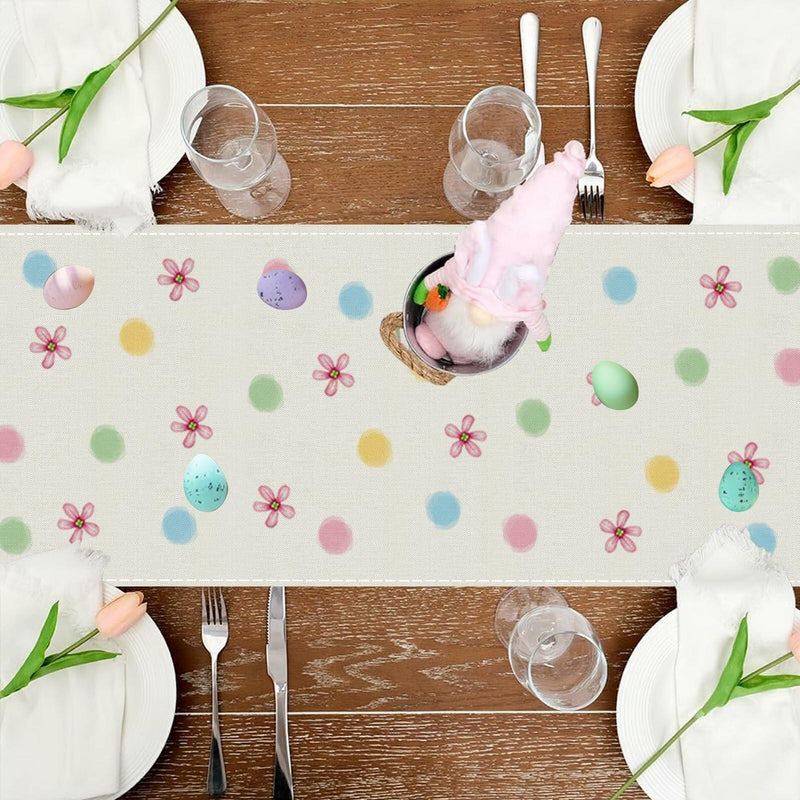 Load image into Gallery viewer, Easter Table Runner Bunny Eggs Basket Flowers 13x72 Inch