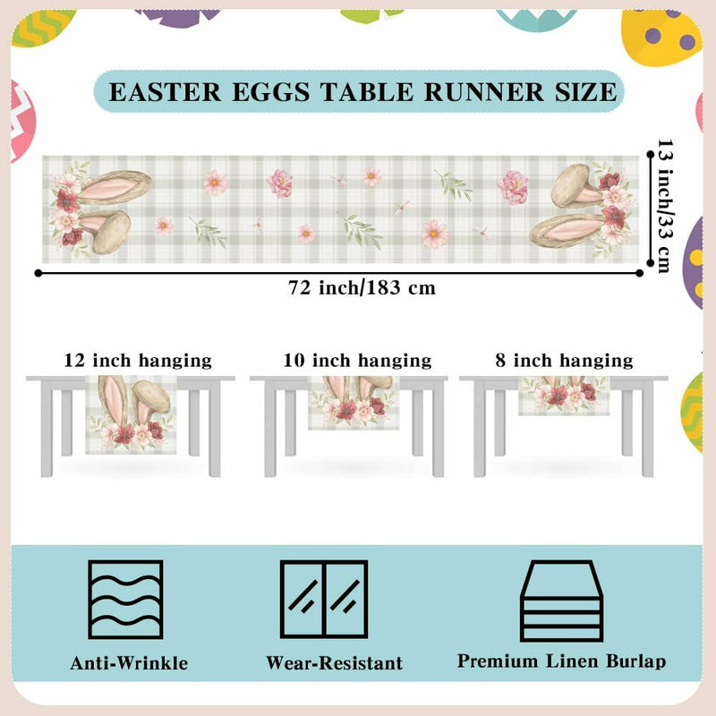 Load image into Gallery viewer, Watercolour Linen Easter Table Runner Spring Holiday Decor 13x72 Inch