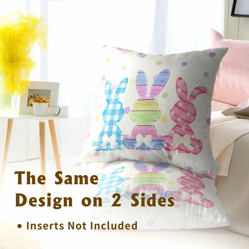Load image into Gallery viewer, Easter Rabbit Cotton Throw Pillow Covers 18x18 Inch Set of 2 Buffalo Plaid