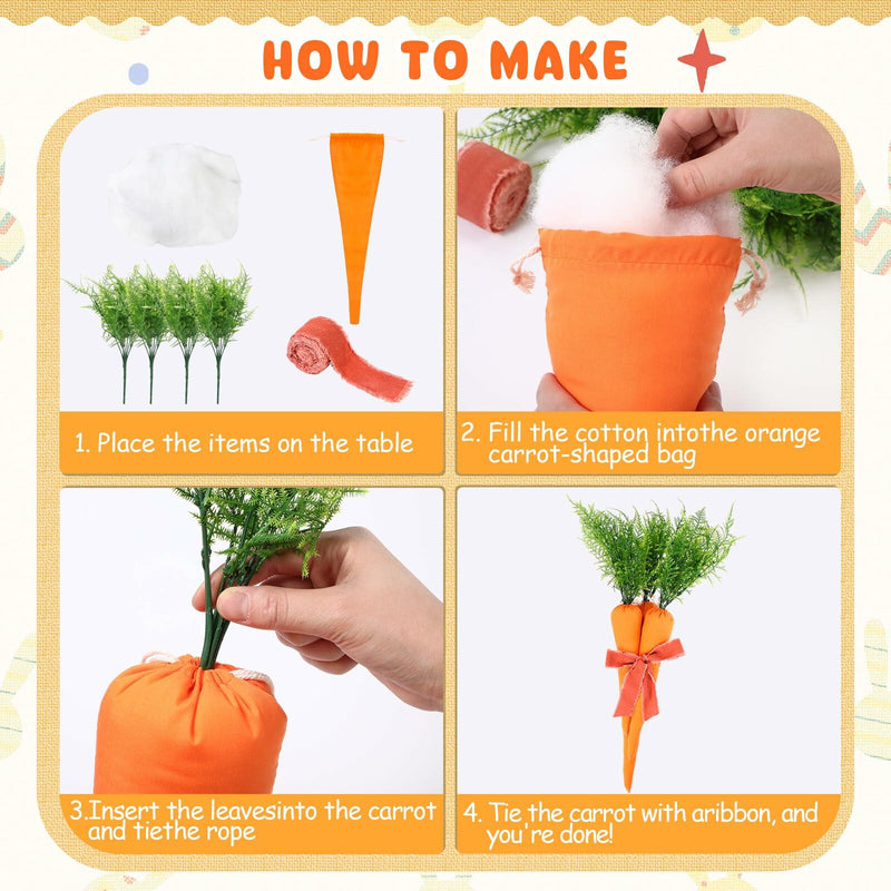 Load image into Gallery viewer, Easter Artificial Carrots Decor Large Fabric Set 6 Pcs 17.7'',13.7'',11.8''