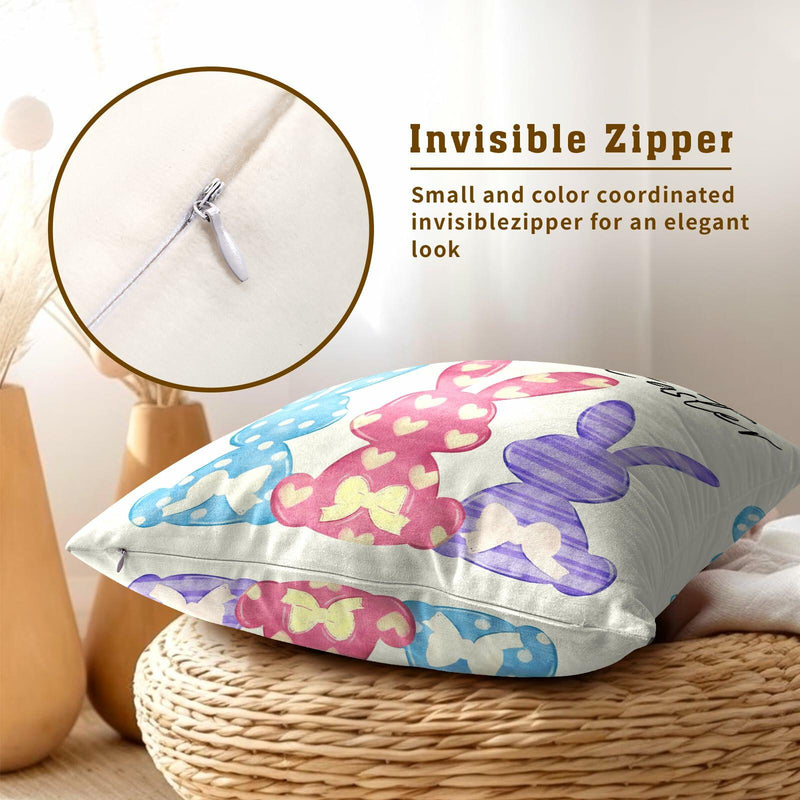 Load image into Gallery viewer, Happy Easter Throw Pillow Covers Set of 2 18x18 Cotton Colorful Bunny